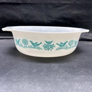 Vintage Pyrex Oval 1-1/2 QT Kasserolle Blau Vogel Türkis #043 Ohne Deckel - Bild 1 von 5