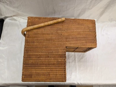 Stair Step Storage Basket Wicker Rattan Large + Handles  Catch-all - Image 1 of 4