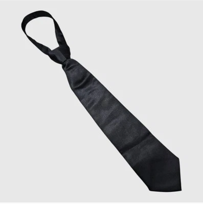 Unbranded Necktie Boys 13"x2¾" Black Satin Pre-Tied Zip-Adjustable Formal Tuxedo - Image 1 of 4