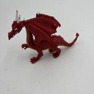 Vintage PLASTOY RED DRAGON 6” LONG 4" TALL FANTASY Safari Loose Toy - Picture 1 of 3