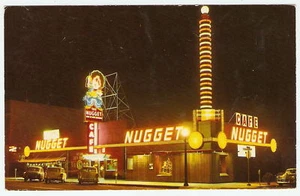 1950's Adv PC NUGGET CASINO Carson City NV NEON SIGNS - Picture 1 of 2