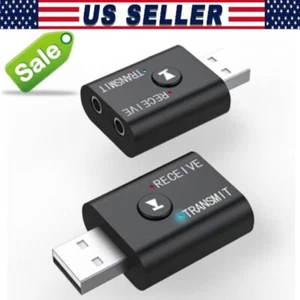 Bluetooth 5.0 2in1 Transmitter Receiver Car Wireless Audio Adapter USB 3.5mm Aux - Picture 1 of 10