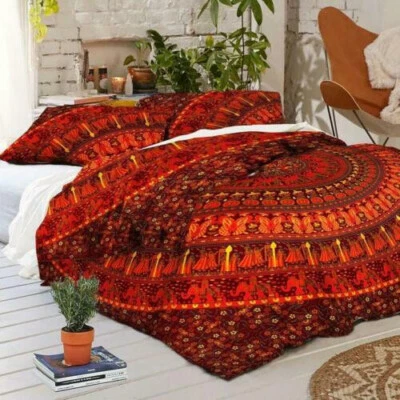 Funda nórdica Mandala roja multi reversible edredón bohemio funda nórdica Foto 1 de 4