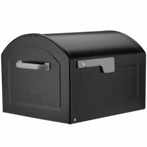 Black Extra Large Post Mount Mailbox Steel Rural Galvanized Mail Extra Mounted - Picture 1 of 12