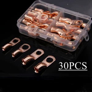 30X 3/8" 5/16" Wire Ring Terminal Copper 8 AWG & 4 Gauge Connectors Terminal Kit - Picture 1 of 9