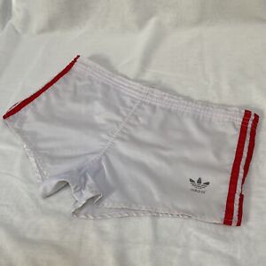 Adidas Sprinter Shorts White & Red Vintage Nylon Glanz Shorts D5 Medium 32”