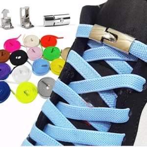 Adults Kids Flat No Tie Shoe Laces Lock Elastic Shoelaces Lazy Laces Sneakers . - Picture 1 of 34