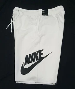 Nike Sportswear French Terry Shorts Men Size M White Black NSW AT5267 100 - Picture 1 of 8