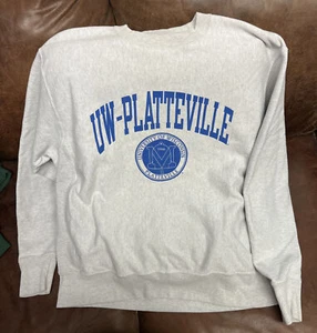 Vintage Champion Reverse Weave UW-Platteville Crewneck Sz Large - Picture 1 of 10