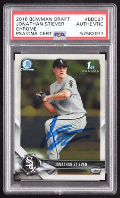 Jonathan Stiever Signed 2018 Bowman Chrome Draft #BDC27 RC (PSA) Rookie Card - Image 1 of 2