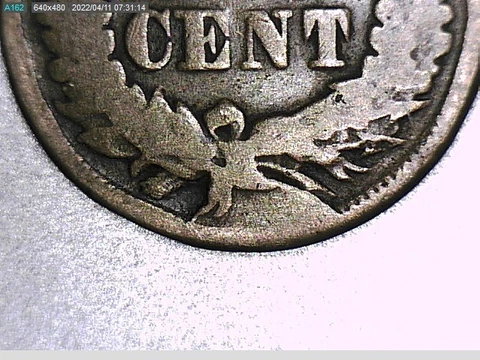 1863 Indian Cent Error - Reverse Cud - Rim Damaged Cover