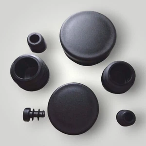 Round Plastic End Caps For Tubing Pipe Inserts Plugs Bungs Furniture Feet Black - Picture 1 of 8