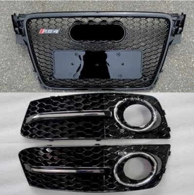 Für Audi A4 B8 2008-12 RS4 Stil Kühlergrill Frontgrills+Nebelscheinwerfer Grill - Bild 1 von 4