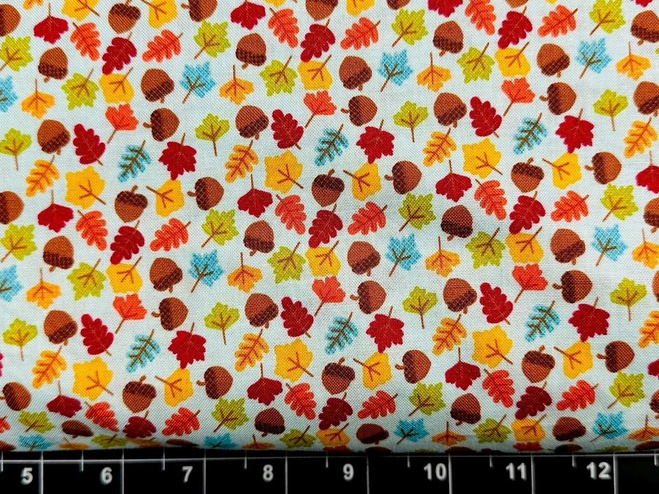 Tina SCRAP 9"x21" Leaves Happy Harvest Thanksgiving Fall Autumn Fabric Cotton - Image 1 of 1