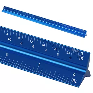 12" Architectural Scale Ruler, Aluminum Scale, Triangular Ruler, Scale Ruler for - Picture 1 of 12