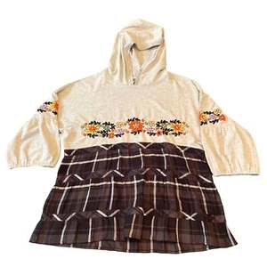 Ivu Jane Damenpullover Größe XM bestickt Blumen kariert Kapuze - Bild 1 von 8