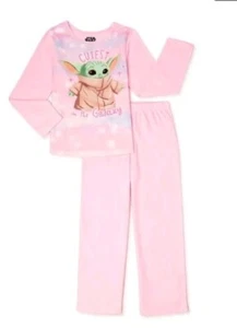 Size 6  Star Wars Mandalorian Baby Yoda Pink Flannel Pajamas, 2 Piece NEW/OPEN  - Picture 1 of 3