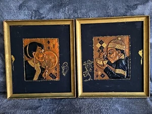 LOVELY Pair of Vintage 1940s Copper Craft of Hollywood Chinoiserie Asian - Picture 1 of 15