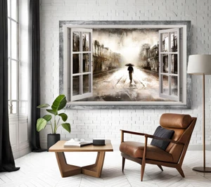 Leinwand Bild Stadt Abstrakt Fensterblick Wandbilder XXL Wohnzimmer Modern 1821 - Bild 1 von 8
