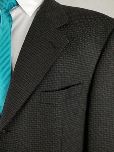 Jones New York Men 44/46R Gray Brown LambsWool Sharkskin Tweed Sport Coat Jacket - Picture 1 of 18