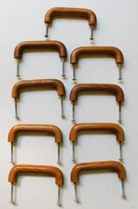 Lot of 9 Vintage Wood Curved Drawer Cabinet Handles 4-1/8"  MORE AVAILABLE - Picture 1 of 2