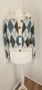 Primark Cropped Argyle Cardigan With Collar XS UK 6/8 - Picture 1 of 7