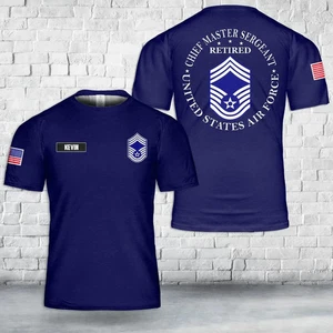 Custom Name US Air Force Retired Chief Master Sergeant T-Shirt 3D - Picture 1 of 2