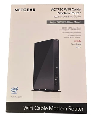 Netgear AC1750 WiFi Cable Modem Router C6300 DOCSIS 3.0 - Image 1 of 4