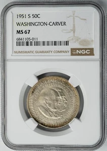 1951-S Washington-Carver Half 50c MS67 NGC 950262-6 - Picture 1 of 5