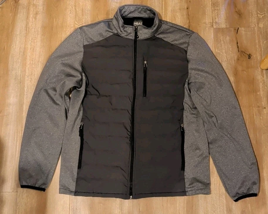 32 Degrees Heat Hybrid Puffer Jacket Mens Medium Gray Full Zip Lightweight - Image 1 of 4