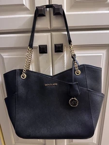 Michael Kors Schultertasche Jet Set Large Signature Logo Schwarz - Bild 1 von 6