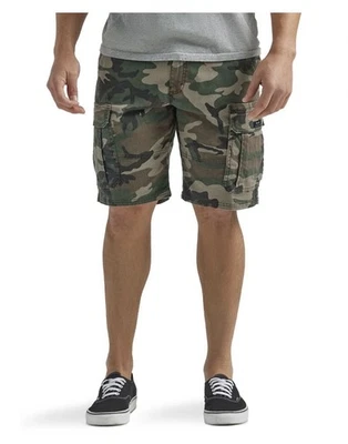 WRANGLER Men’s Size 48 Stretch Cargo Shorts Relaxed Fit • Green Brown Camo - Image 1 of 4