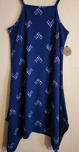 Girls Sun Dress SO Size 16 Dark Blue Pink Shoulder Straps Pointed Bottom NWT - Picture 1 of 10