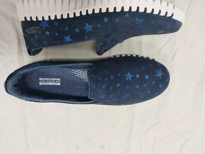 全新 女士 斯凯奇 空气冷却 GOGA MAT 无带 美国 9.5 海军蓝 带蓝色星星 — 第 1/4 张图片