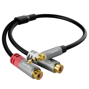 AUX auf Cinch Y Splitter Kabel, 3,5 mm Stecker auf 2 Cinch Buchse Stereo Audio Adapter,... - Bild 1 von 6