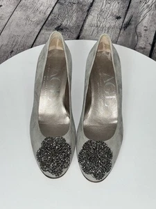 SCARPE DÉCOLLETÉ ATTILIO GIUSTI LEOMBRUNI AGL GRIGIO SCAMOSCIATO PERLINE TACCO FIORE TG 6,5 - Foto 1 di 8