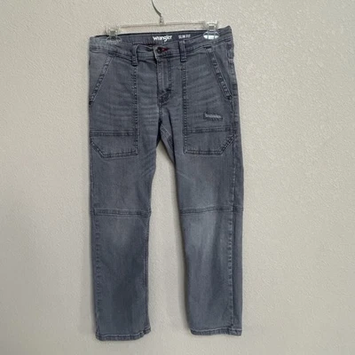 Wrangler Boys’ Slim Fit Gray Distressed Utility Carpenter Jeans Size 12 Husky - Image 1 of 4