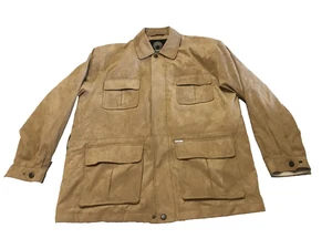 Weatherproof Men Field Jacket Faux Suede Brown Lined Pockets Long Sleeve Size L - Picture 1 of 16