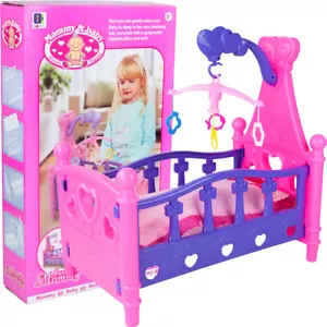 Buntes Kinderbett mit Karussell und Sound Ideales Spielzeug für Puppenmütter - Bild 1 von 12