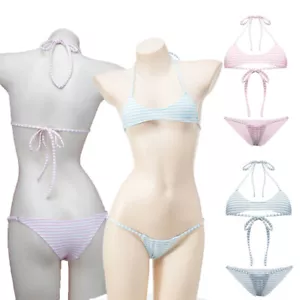 Conjunto de lencería para mujeres Top corto Bikini Parte inferior Traje de baño Calzoncillos Halter Cuello Anime Divertido - Imagen 1 de 27