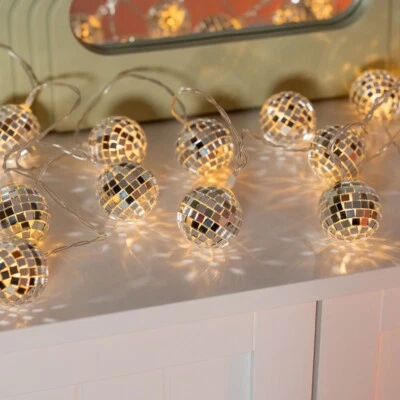 Set of 20 Mini Disco Ball String Lights LED Battery Operated Party Fairy Lights - Image 1 of 4