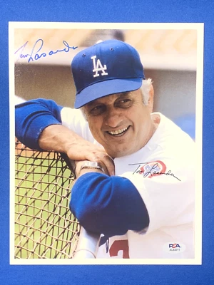 TOMMY LASORDA HOF SIGNED 8x10 COLOR PHOTO 2X WS CHAMP LOS ANGELES DODGERS PSA - Image 1 of 2