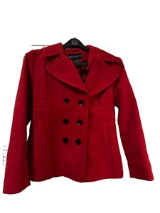 IB Diffusion Double Breasted Pea Coat Womens M Medium Red Vintage Jacket - Picture 1 of 5