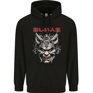 Japanese Oni Mask Childrens Kids Hoodie - Picture 1 of 3
