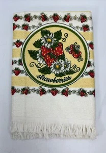Vtg. 70s Strawberries 🍓 Terry Cloth Dish Towel 15" x 23 1/2" - Picture 1 of 5