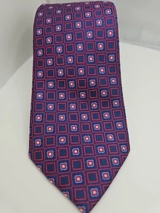 Jos.A.Bank Traveler Silk Necktie Blue Red White Stain Resistant 3 x 59 - Picture 1 of 4