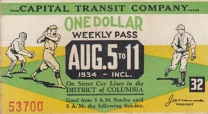 Capital Transit Company street car Pass 1934 Aug 5 to 11-----26 - Picture 1 of 1