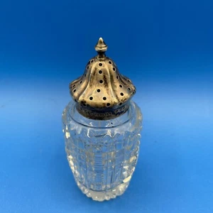 Antique SHAKER Sterling Silver Cut glass salt or pepper Hallmarks 220 3.75" - Picture 1 of 8