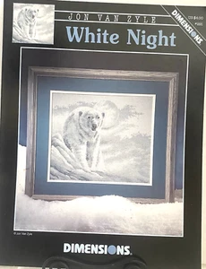 Dimensions White Night Counted Cross Stitch Pattern Sampler Polar Bear - Picture 1 of 6
