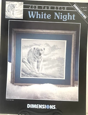 Dimensions White Night Counted Cross Stitch Pattern Sampler Polar Bear - Image 1 of 4